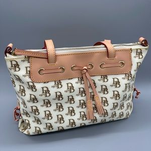 Dooney & Bourke Large Tassel Zip Top, Cream 1975 Monogram